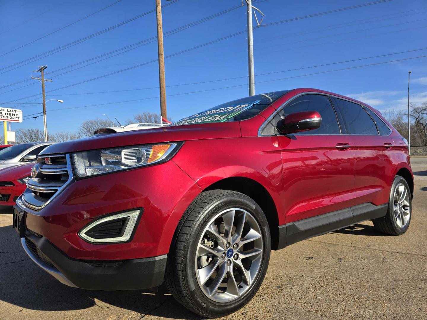 2016 RED Ford Edge Titanium (2FMPK3K85GB) with an 3.5L V6 DOHC 24V engine, 6A transmission, located at 2660 S.Garland Avenue, Garland, TX, 75041, (469) 298-3118, 32.885551, -96.655602 - Photo#7